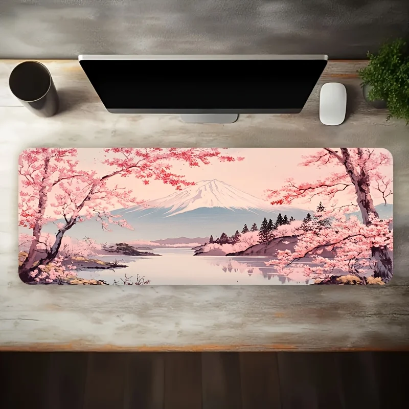 Cherry Blossom Mount Fuji Oversized Desk Mat Large Gaming Mouse Pad Non-Slip Rubber Extended Surface Protector