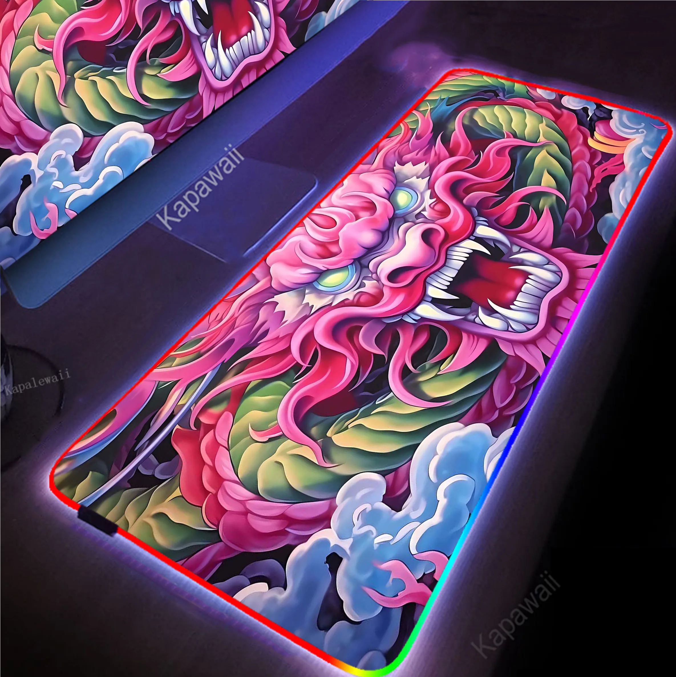 Japanese Dragon Glowing USB LED Gaming Mousepad Pc 90x40 XXL Mouse Pad Mousemat Non-slip Rubber Pads Big Desk Mat Keyboard Pads