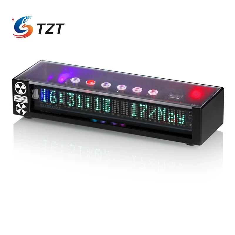 

TZT VFD16 4-In-1 VFD Flip Clock (Fluorescent Green/White) Wifi Timing + Timer + VU Meter + Music Rhythm Light