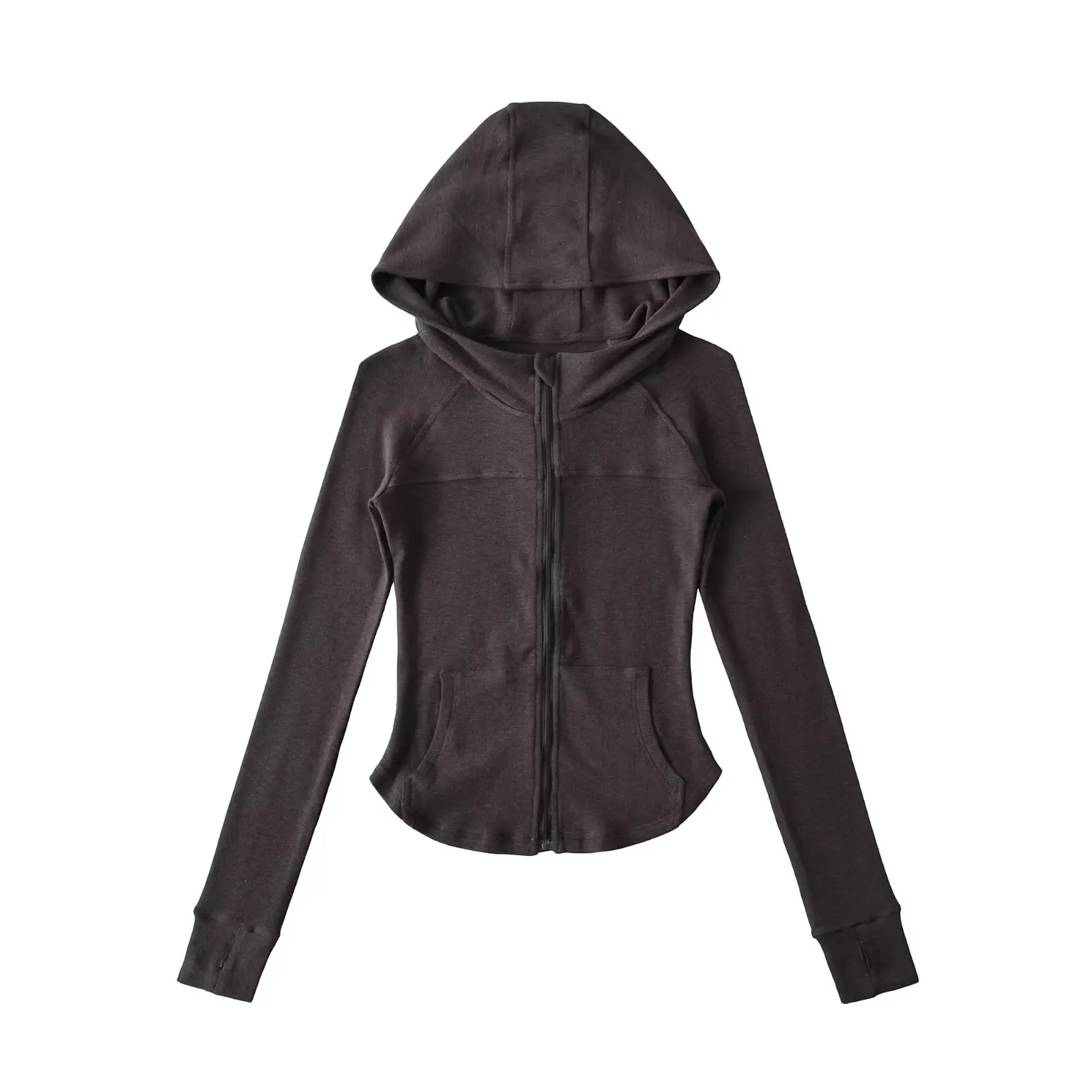 아메리칸 슬레 빈티지 지퍼 가디건 후드 허리 조임 스웨트셔츠 여성용 가을 다용도 캐주얼 슬림핏 롱 스웨트셔츠