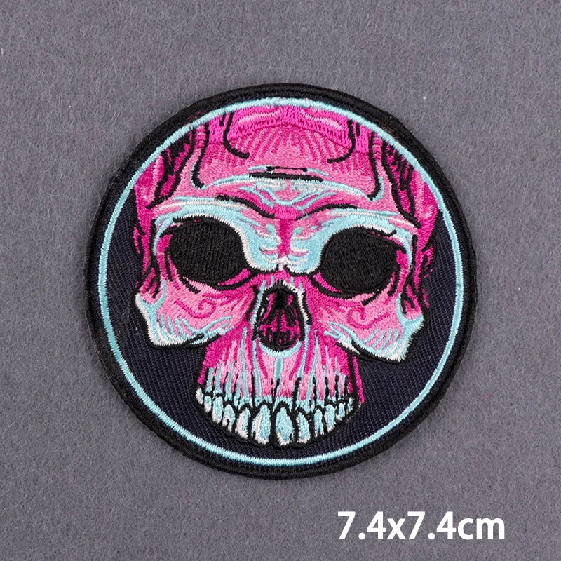 Stay Focused Fusible Patches Hippie Bügelpatches für Kleidung Punk Totenkopf Stickerei Patches für Jeans/Jacken Spezielle Abzeichen DIY – Detail 36