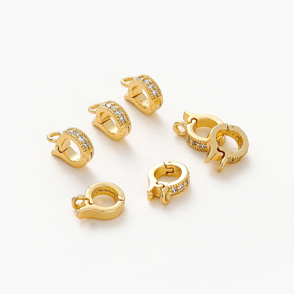 14K 18K Gold Color Brass with Zircon Round Shape Necklaces Bracelets Charms Connector Jewelry Making Supplies DIY Accessories