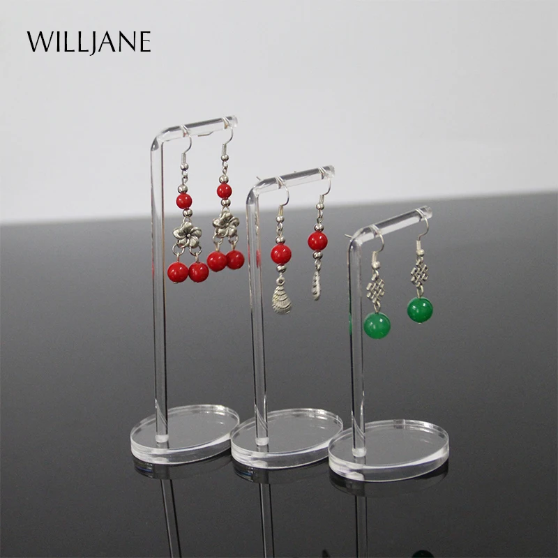 Transparent Acrylic Jewelry Earrings Display Stand Rack Showcase 2 Holes Hanging Earring Studs Holder Organizer Photography Prop