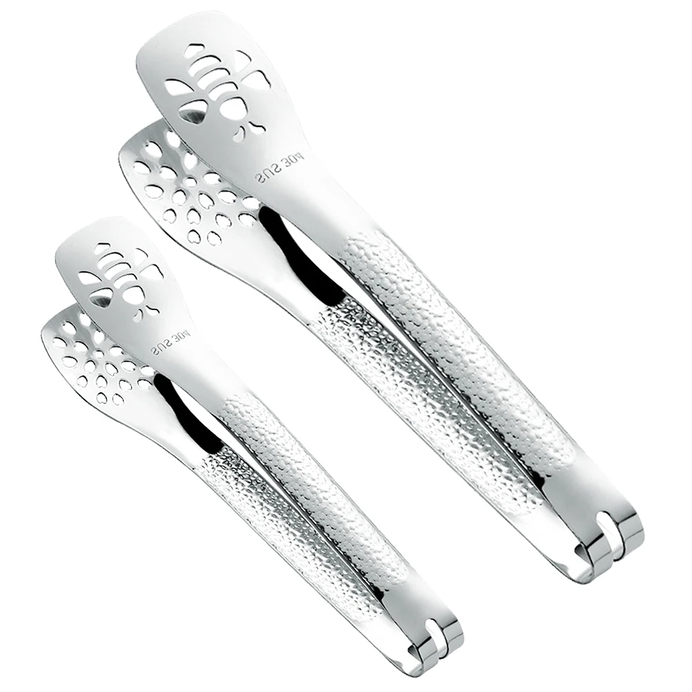

2pcs Steel Food Tongs Heat-Resistance Clips 304 Heat Resistance BBQ Clamp Bread Dessert Kitchen Tool Picnic Barbecue Use