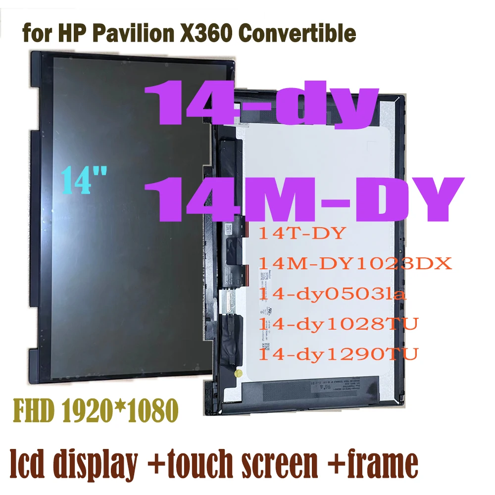 

14" FHD LCD for HP Pavilion X360 Convertible 14-dy 14m-dy 14T-DY 14-dy0503la LCD Display Touch Screen Digitizer Assembly Frame