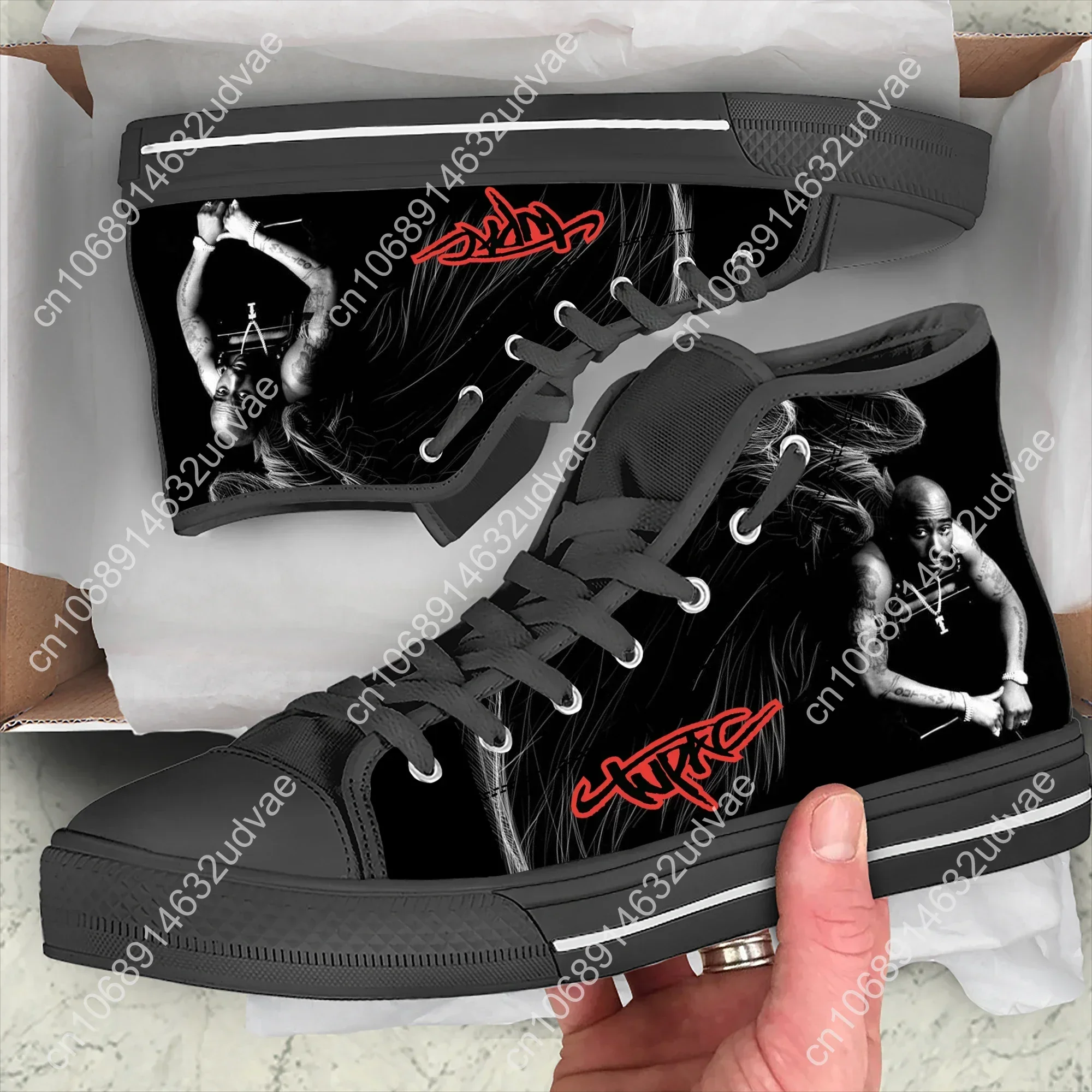 Hot Summer Rap 2pac Tupac All Eyez on Me Arrive Fashion Lightweight High Top Classic Canvas Shoes Men Women Sneakers Board Shoe