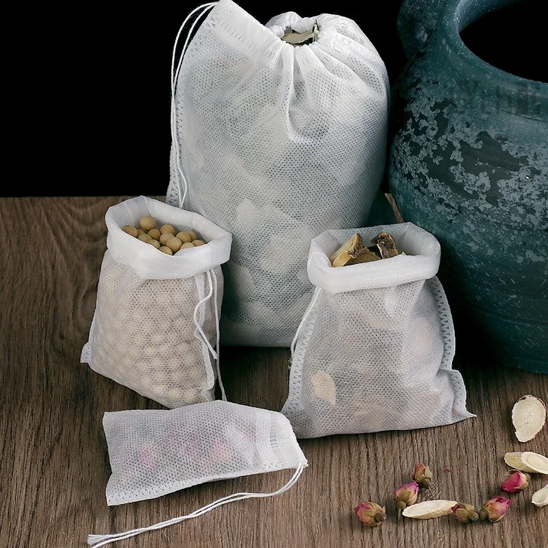 100Pcs 20x30cm Large Tea Bag Disposable Empty Tea Filter Bags no Mesh Mess Bags with Drawstring for Iced Coffee Loose Leaf