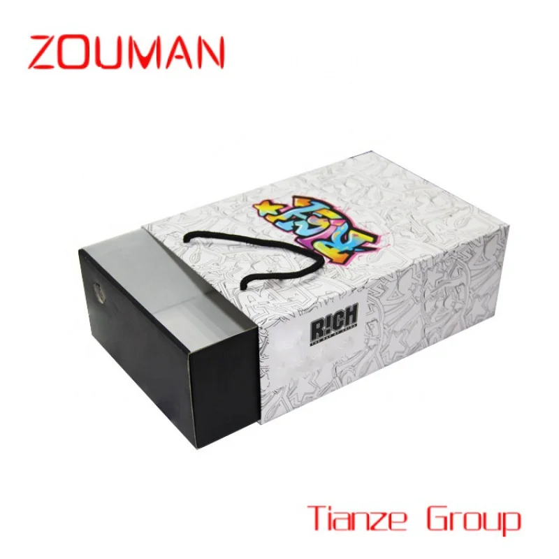 

Custom , Customized High-grade Fashion Logo Drawer Boxes with String Premium Shoe boxes