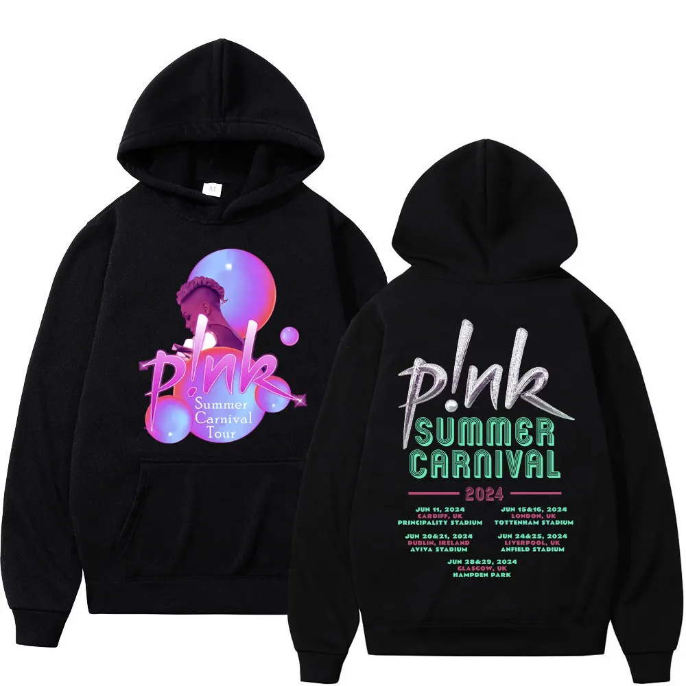 

Singer P!nk Summer Carnival Tour 2024 Hoodie Men Women Harajuku Hip Hop Hooded Sweatshirts Fashion Casual Oversized Pullovers