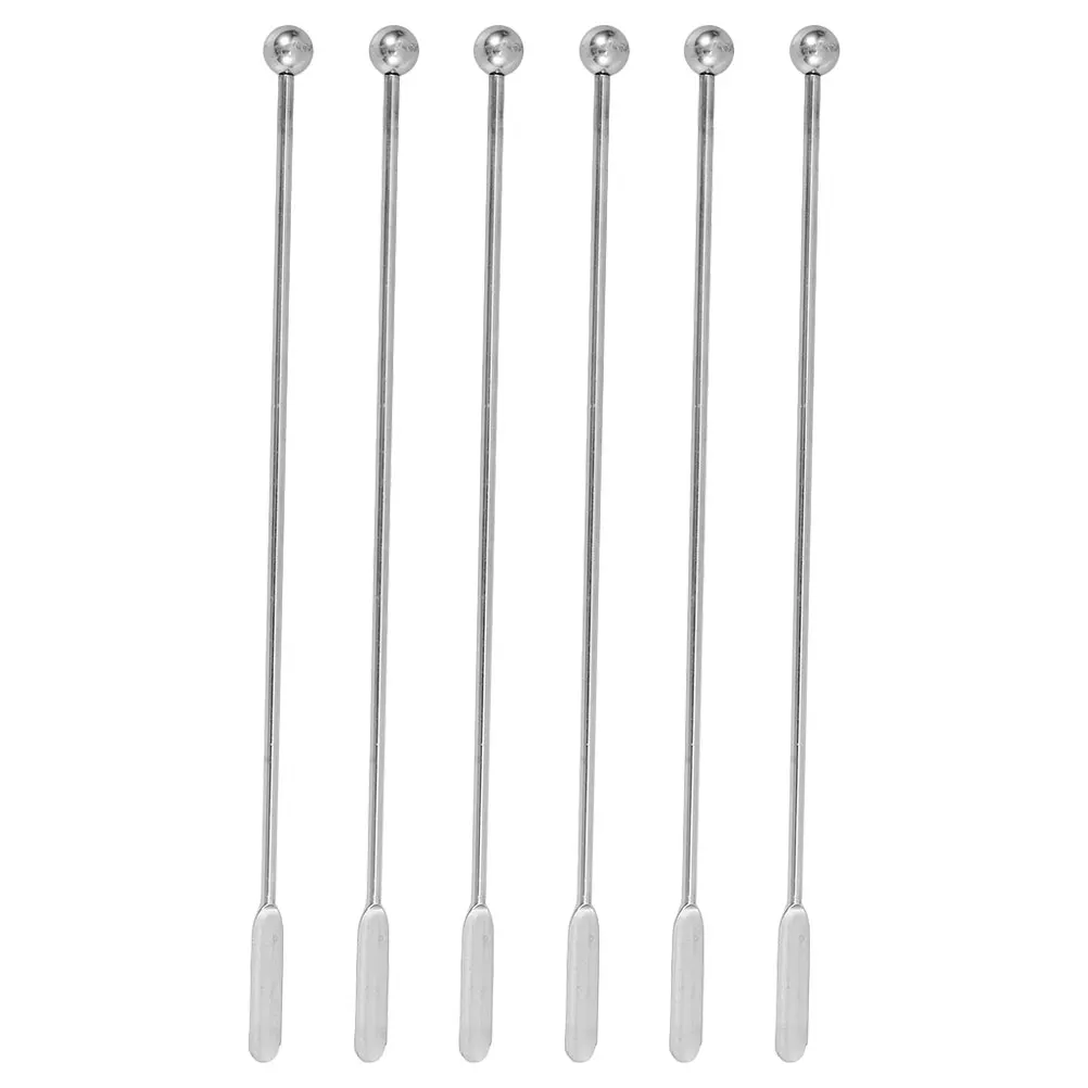 

6pcs Stainless Steel Cocktail Sticks Durable 304 Reusable Metal Stirring Rods Coffee Tea Beverages Portable Bar Accessories