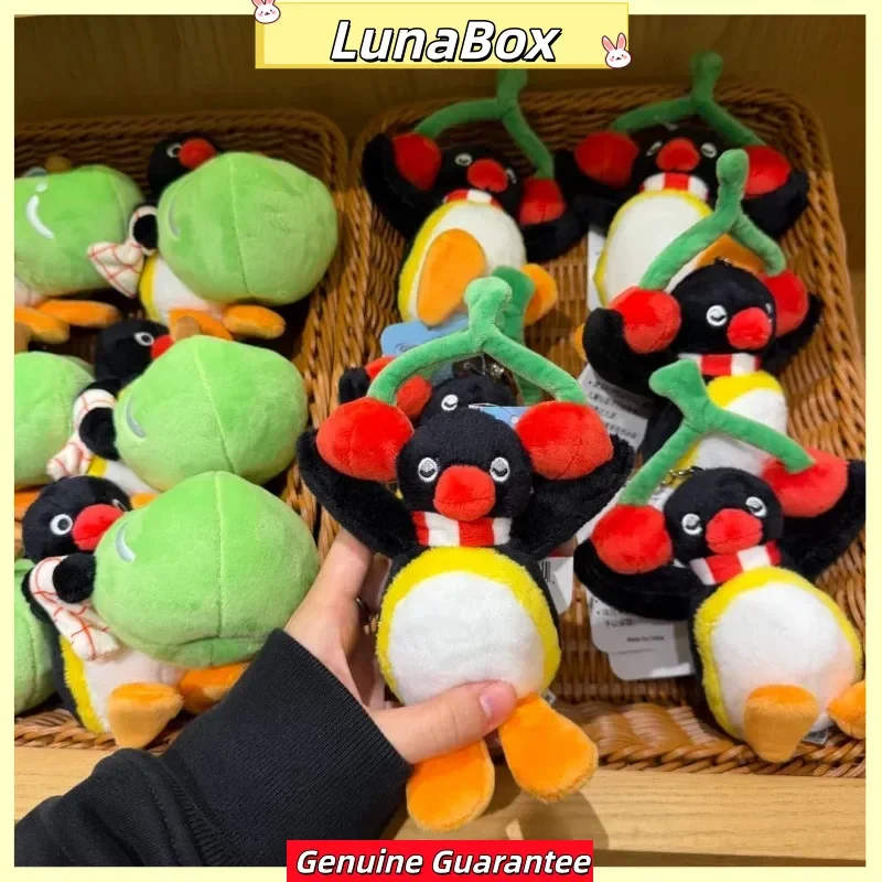 New Pingu Penguin Creative Fruit Series Plush Keychain Listening Cherry Doll Lovely Soft Hanging Ornament Gift For Kids Girls