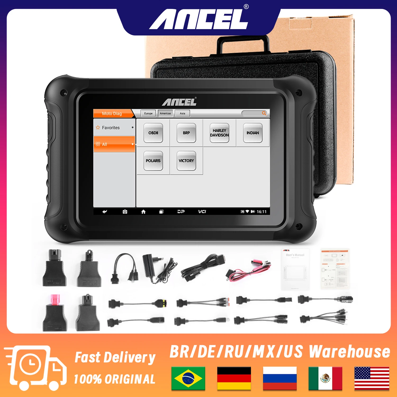 ANCEL MT700 Motorcycle Scanner All System Diagnostic Tool Oil Rest ABS Bleeding 31+ Reset Active Test Motorcycle Scan Tool