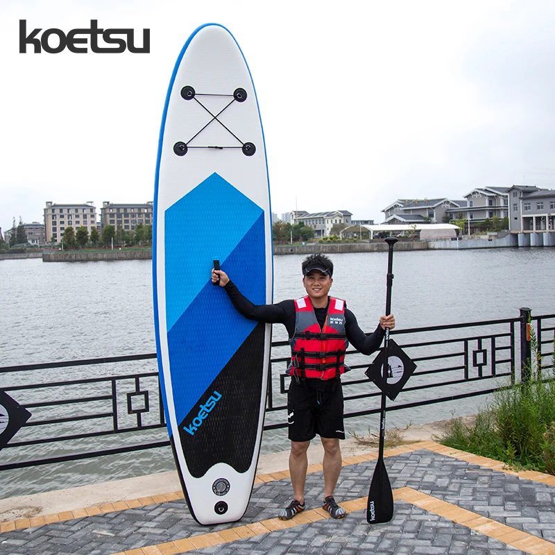 KOETSU Sup Board Inflatable Surfboard 320*78*15cm Paddle Balance Board with Aluminum Paddle,Foot Rope,Fin,Backpack,Repari kit