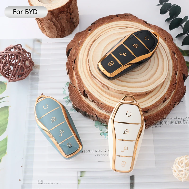 Soft TPU Car Remote Key Case Fob For BYD Qin Plusdmi Atto 3 Han EV Dolphin Protection Cover Shell Auto Interior Accessories