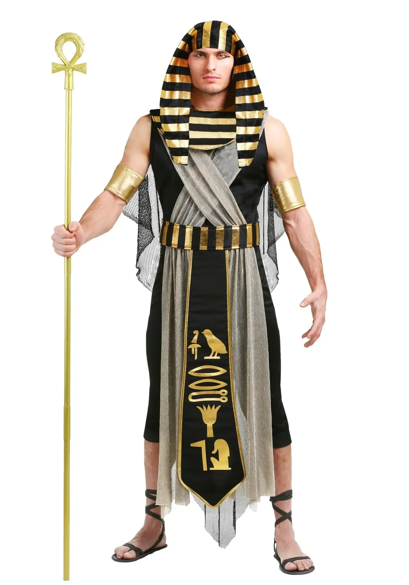 

2025Halloween Ancient Egypt Egyptian Pharaoh Costume for Men King Cleopatra Queen Cosplay Carnival Party Medieval Couple Party