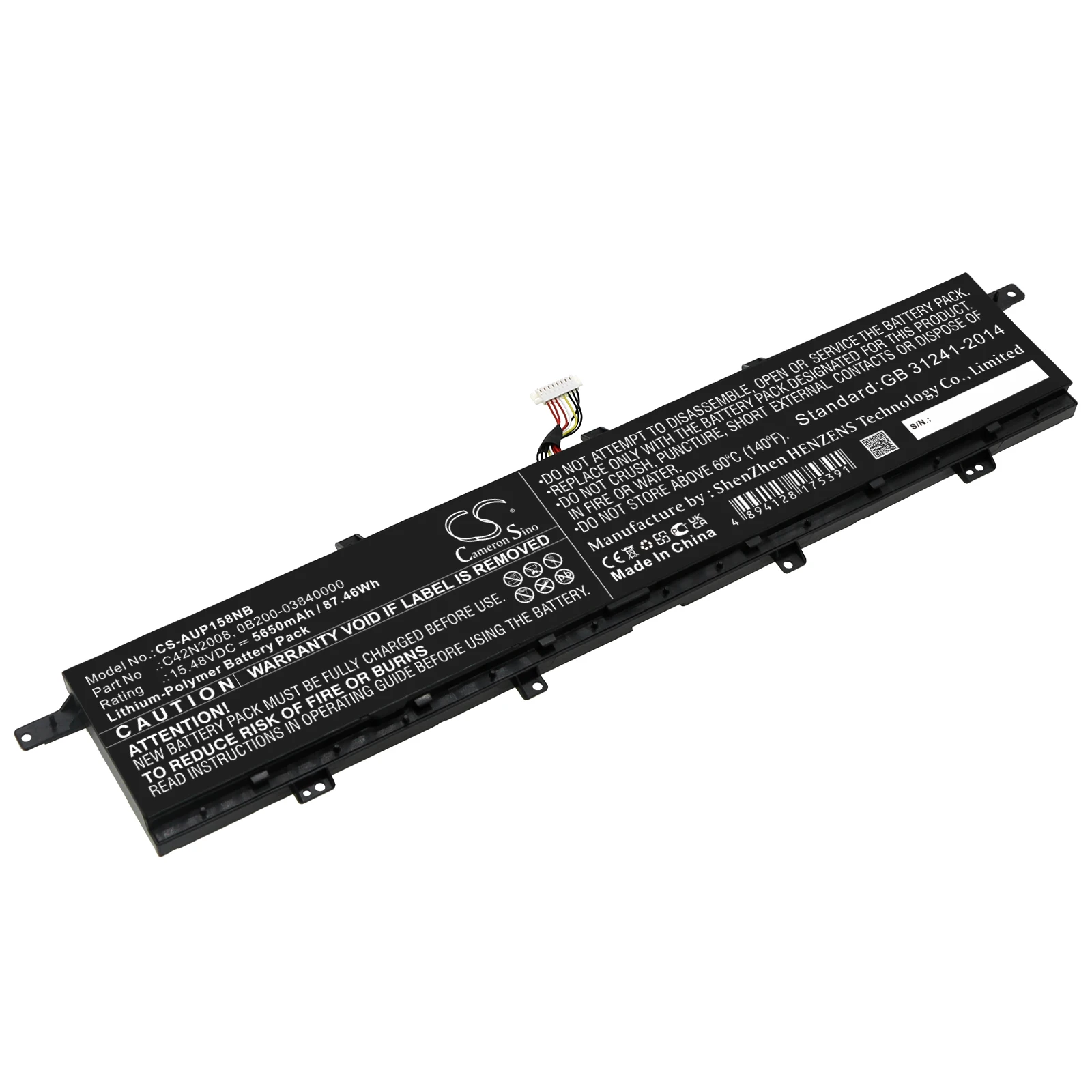 

Li-Polymer Notebook, Laptop Battery for Asus, 15.48V, 5650mAh, Compatible Models:ZenBook Pro 15 UX582LR,ZenBook Pro Duo UX582LR