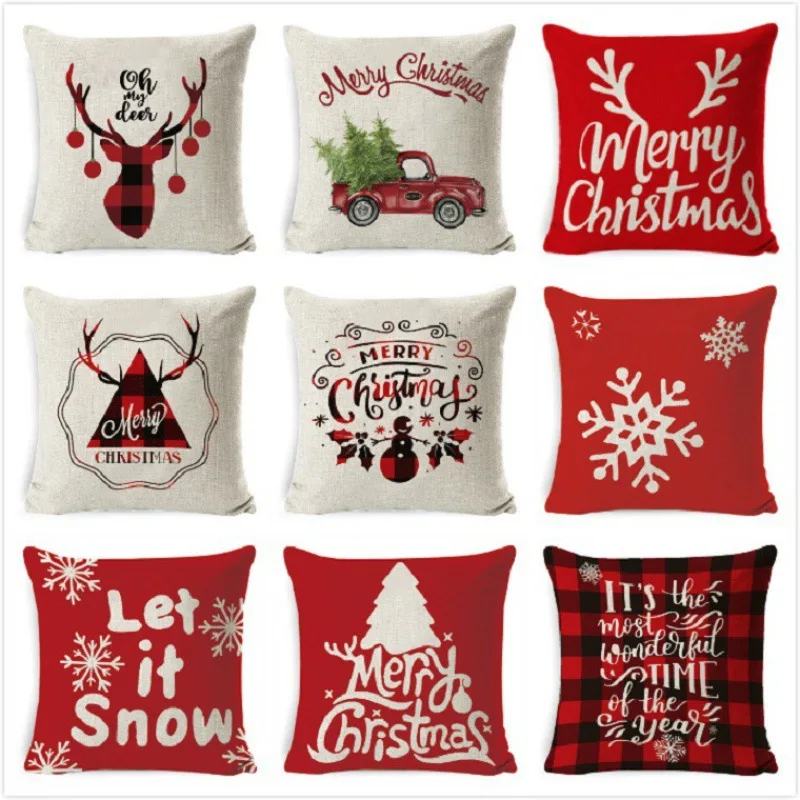 

Merry Christmas Decorations For Home Reindeer Santa Claus Tree Cushion Cover Christmas Ornaments Gifts New Year