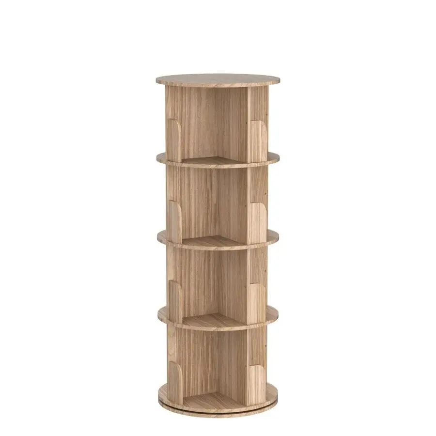 Rotating Wooden Bookshelf 360 Display 4 Tier Floor Standing Bookcase Storage Rack for KidsampAdults Solid Wood Bookshelf Organiz
