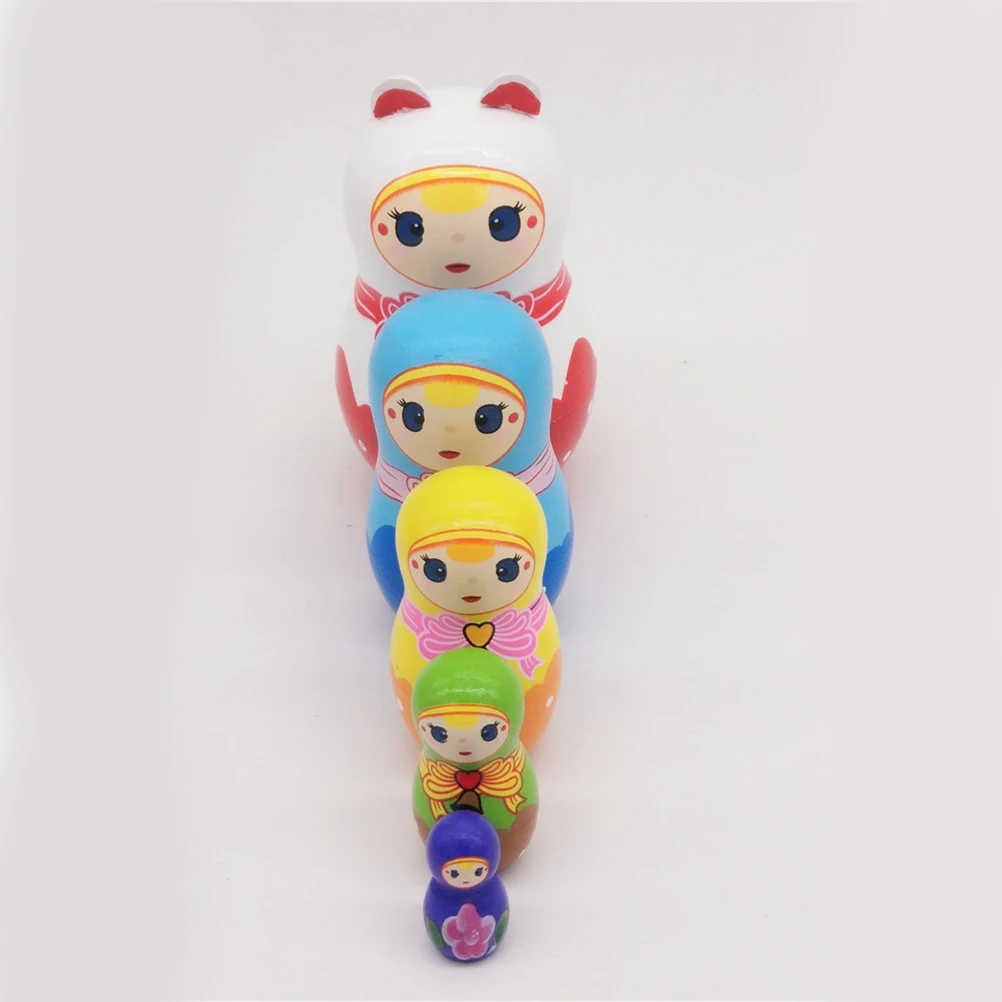 

5 Pcs Matryoshka Russian Nesting Chick to Stack Stacking Toys Bamboo Cartoon