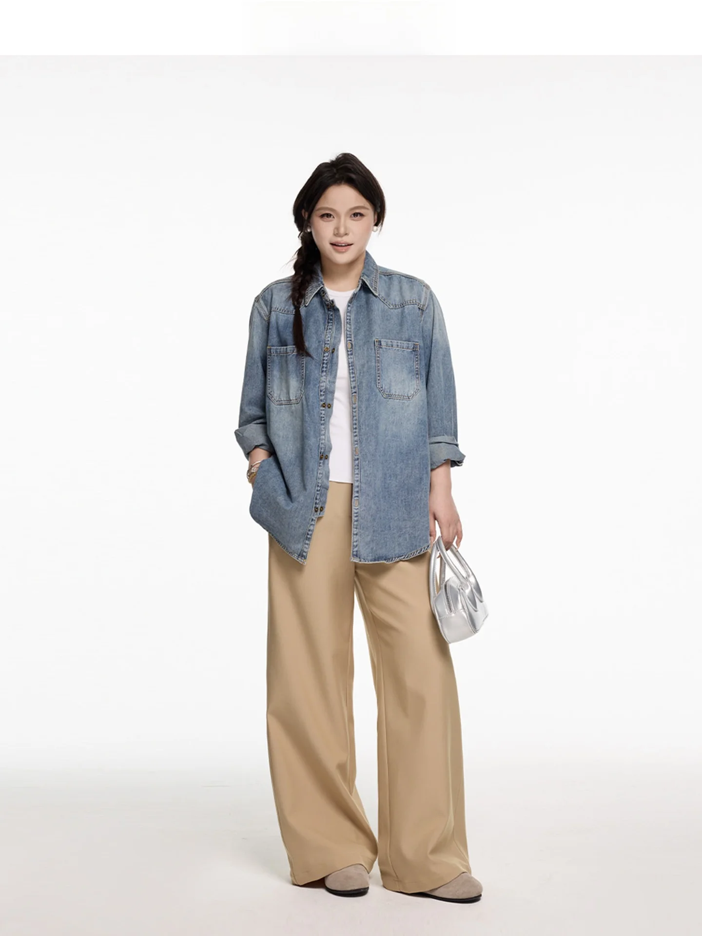 

Повседневная модная джинсовая куртка в стиле филм-ноар из хлопковой смеси, скрывающая недостатки фигуры, женская короткая верхняя одежда, осенний сезон 2025 года