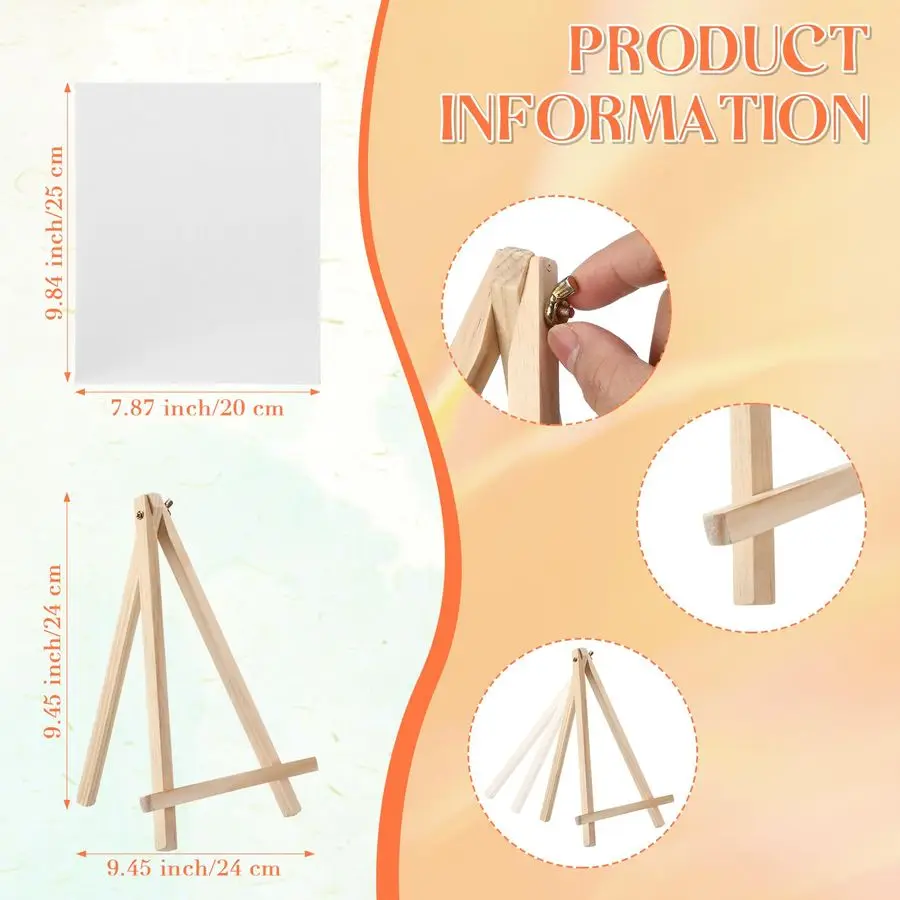 Stück Mini-Leinwand- und Staffeleien-Set zum Malen, 20,3 x 25,4 cm große Leinwandplatten mit 22,9 cm großen Holzstaffeln für Öl- und Acrylmalerei, Weihnachten