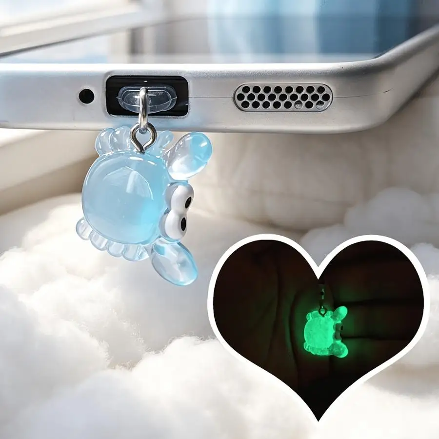 1/5/10/20/50/100pcs Glow-in-the-Dark Green Goat-Design Dust Filter Pendant for Cell Phones, Decorative Cell Phone Accessory Comp