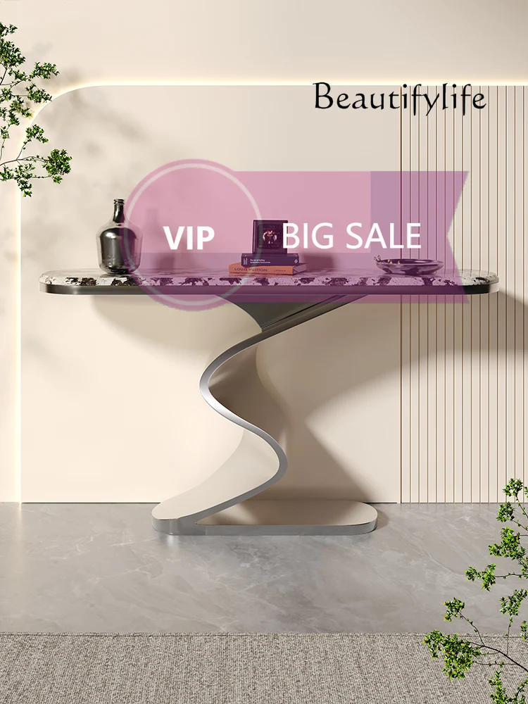Nl Entry Entry Entrance Cabinet Modern Italian Villa High-end Luxury Stone Living Room Partition Cabinet Strip View Table