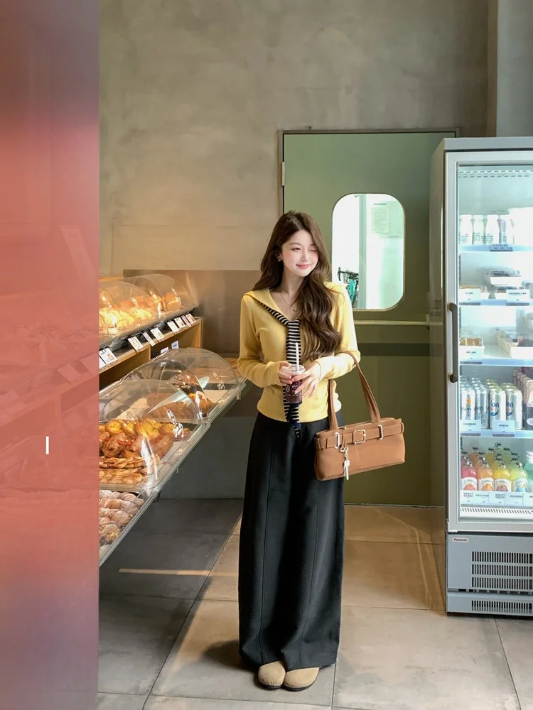 

Женские брюки с высокой талией и широкими штанинами, свободные прямые повседневные брюки, струящиеся, комфортные, осенние, модные, повседневные брюки