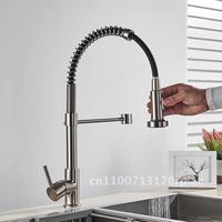 Brushed Nickel Kitchen Faucet Deck Mounted Degree Rotation Mixer Tap with Stream Sprayer Nozzle for Kitchen Sink Hot Cold Water