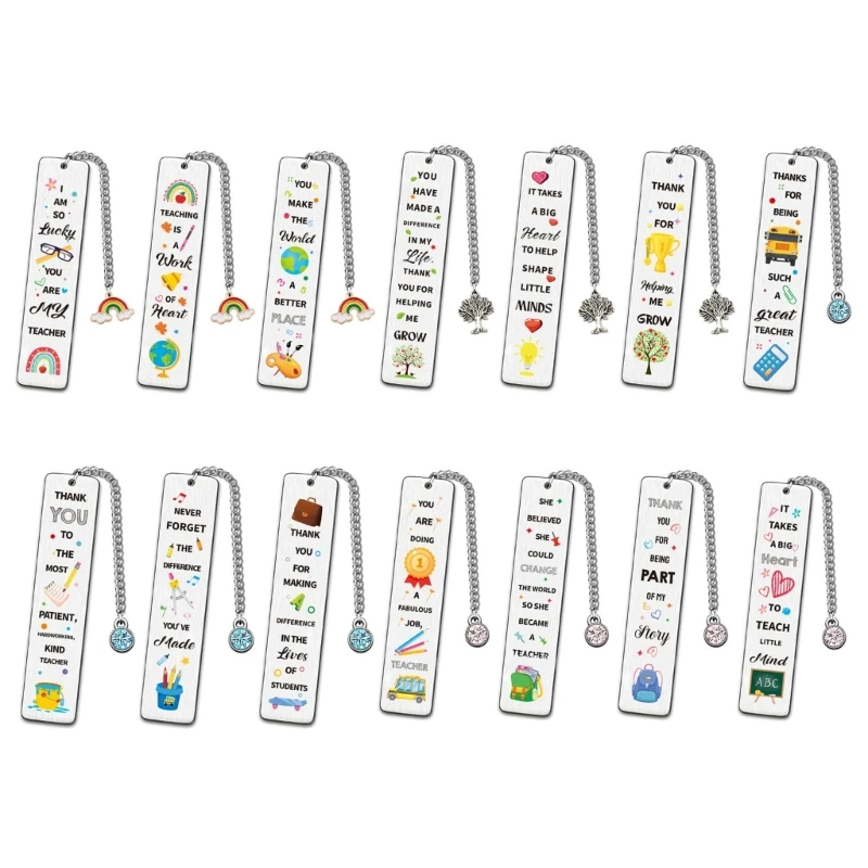 2Pcs Stainless Steel Bookmarks Color Printing Book Mark Book Page Divider