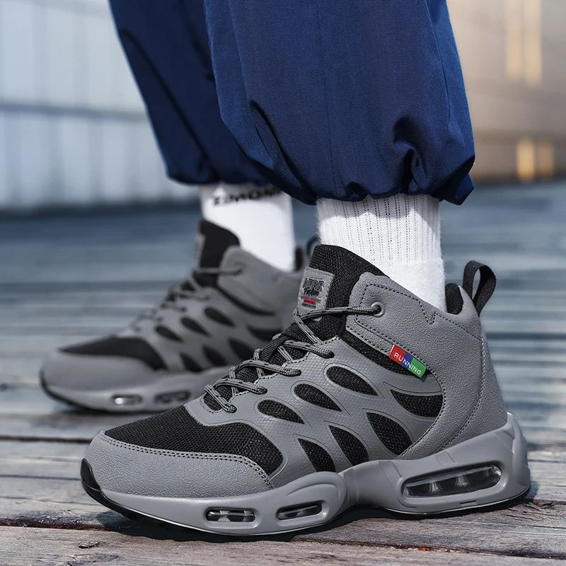 Men's cushioning casual sports shoes four season new breathable non-slip Outdoor running shoes light plus size students sneakers