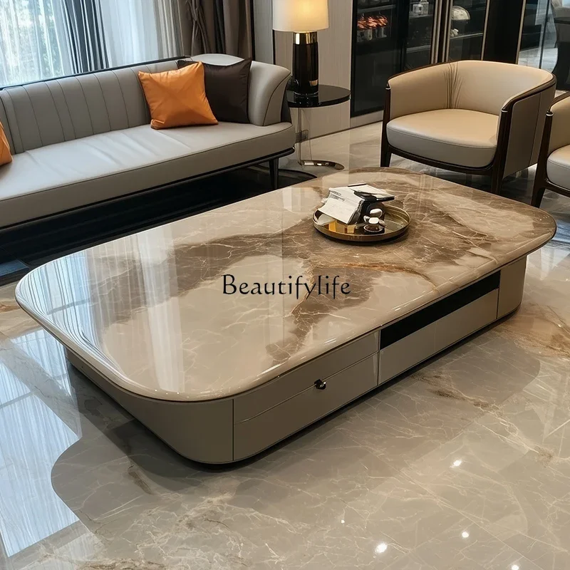 

x4 Coffee table living room household light luxury high-end luxury stone large flat coffee table