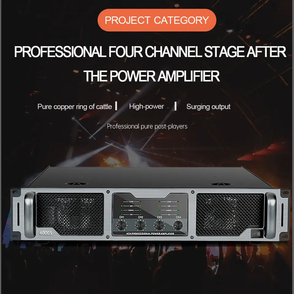 Amplificador de poder audio profissional para a conferência, cinema em casa, 2U, 4000S, 550W * 4, OEM