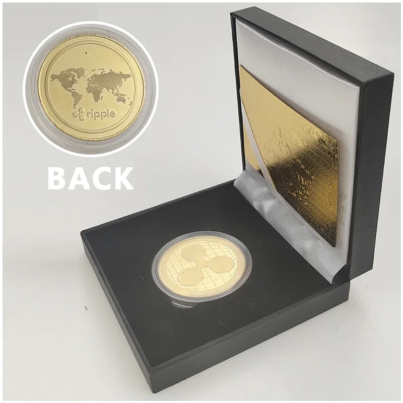 1pcs Ada Ripple BNB DogeCoin TRX Lumen Ada  Dogecoin Cardano Crypto Bitcoin Litecoin Cryptocurrency Metal Coin with Black Box