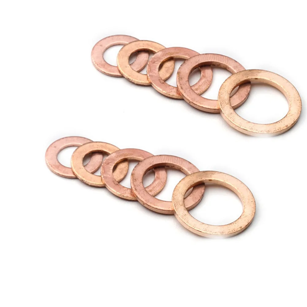 

80pcs Solid Copper Washers Assorted Copper Gasket Washers Sump Plug Sealing Ring Set with Case Assortment Kit Set