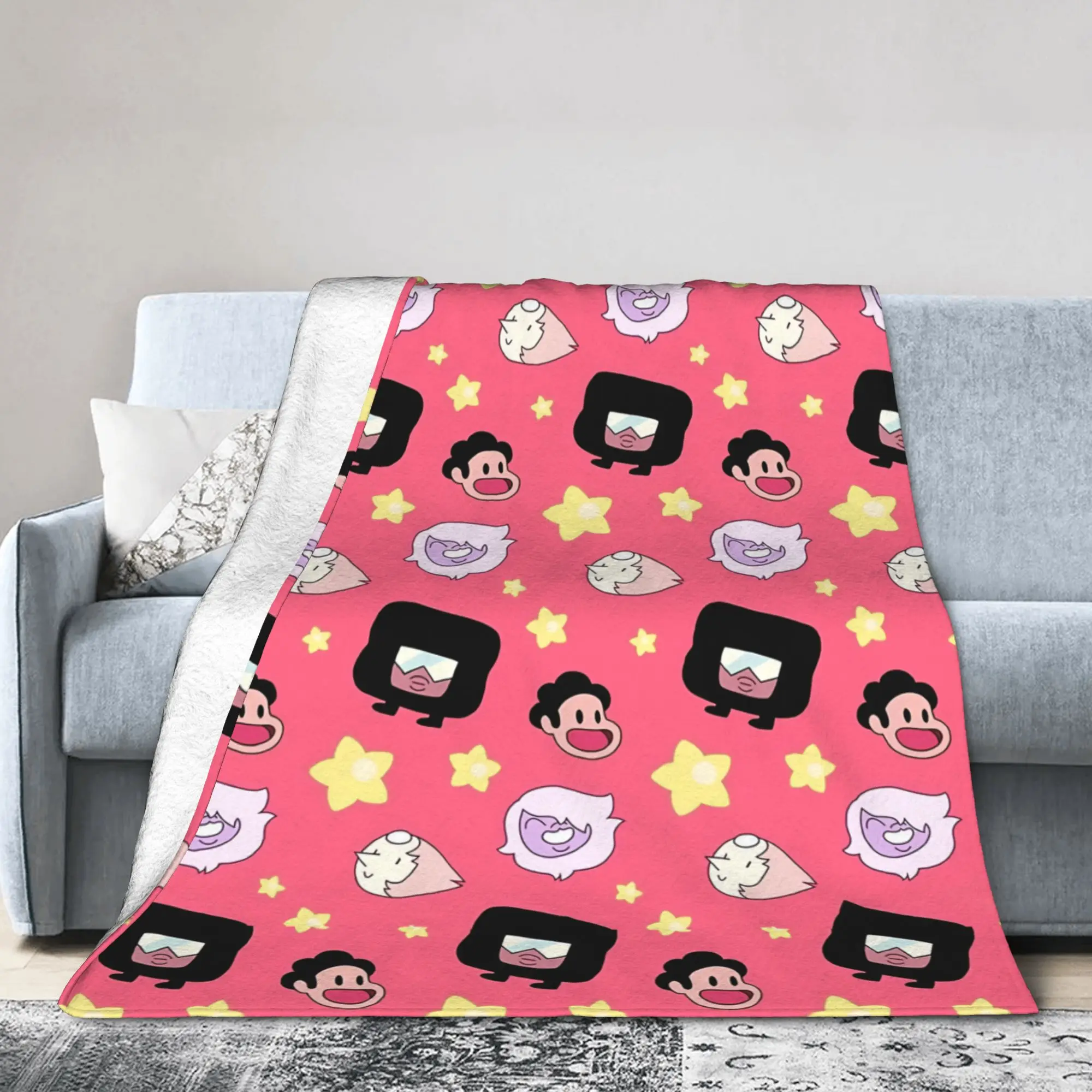 Steven Universe Anime  Flannel Throw Blanket  Blanket for Sofa Outdoor Super Soft Bedroom Quilt,
