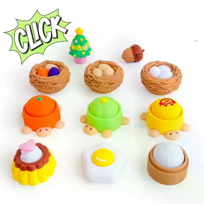 3D Printing Turtle Bun Fidget Keychain Decompression Button Clicker Stress Relief Bag Pendant Decor Toy