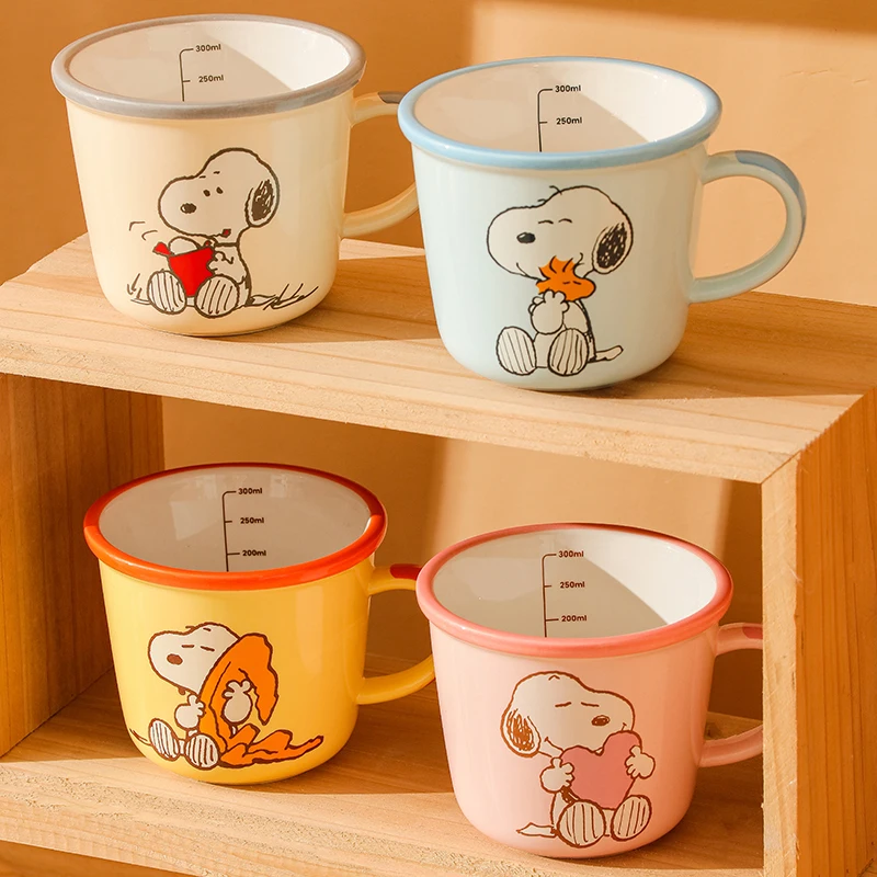 340ml Cute Cartoon Anime Snoopy Ceramic Mug Breakfast Coffee Milk Fruit Juice Office Cup Kids Girl Heat-resistant Birthday Gifts