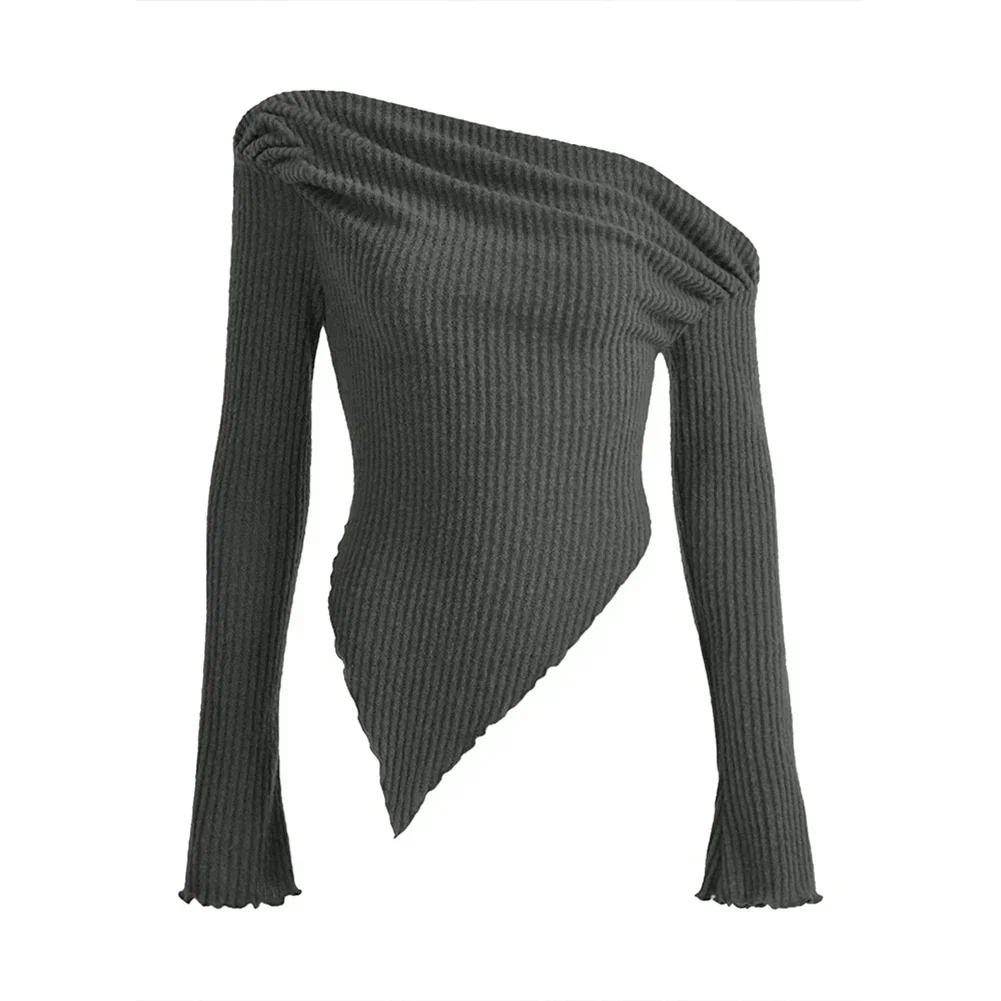 Spring Fashion Ladies Off Shoulder Tops Long Sleeve T-Shirts Casual Fashion Casual Everyday Wear Lightweight Material