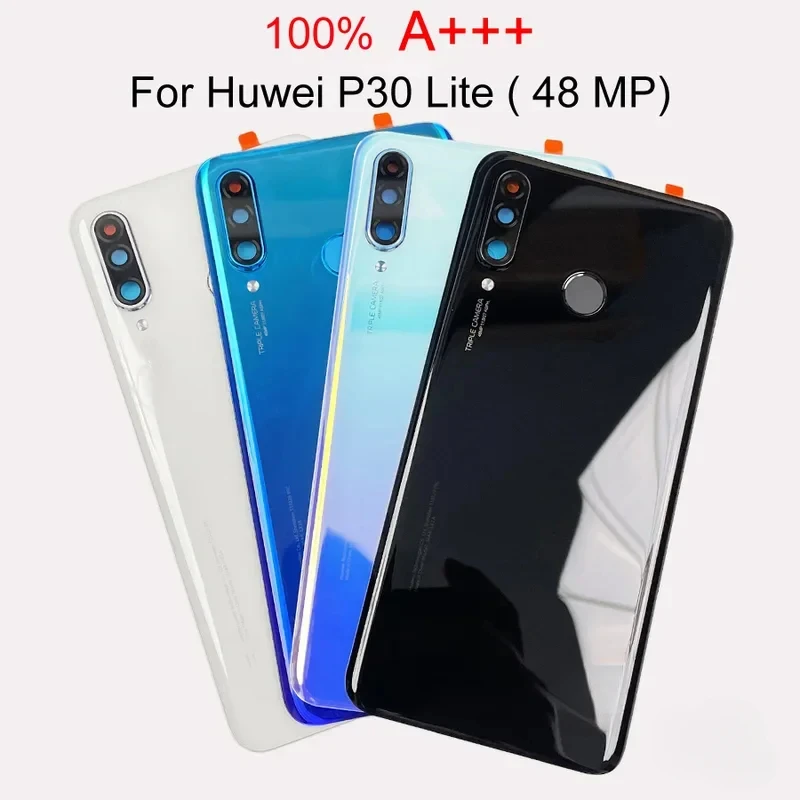 For Huawei P30 lite 48MP / New Edition 2020 Back Battery Cover Door Rear Glass Housing Case Nova 4E With Camera Lens