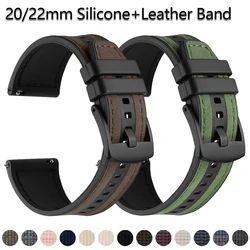 22mm Surface Layer Leather Strap for Samsung Galaxy Watch 3 45mm Gear S3 46mm Silicone Bracelet For Redmi Watch 3 Active Band