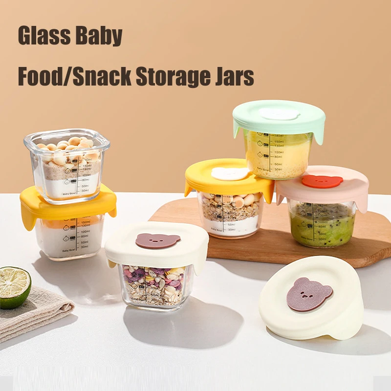 180ml Glass Baby Food Storage Jars With Lids Leakproof Snack Puree Containers For Toddlers Freezer Microwave Safe Feeding Bowls