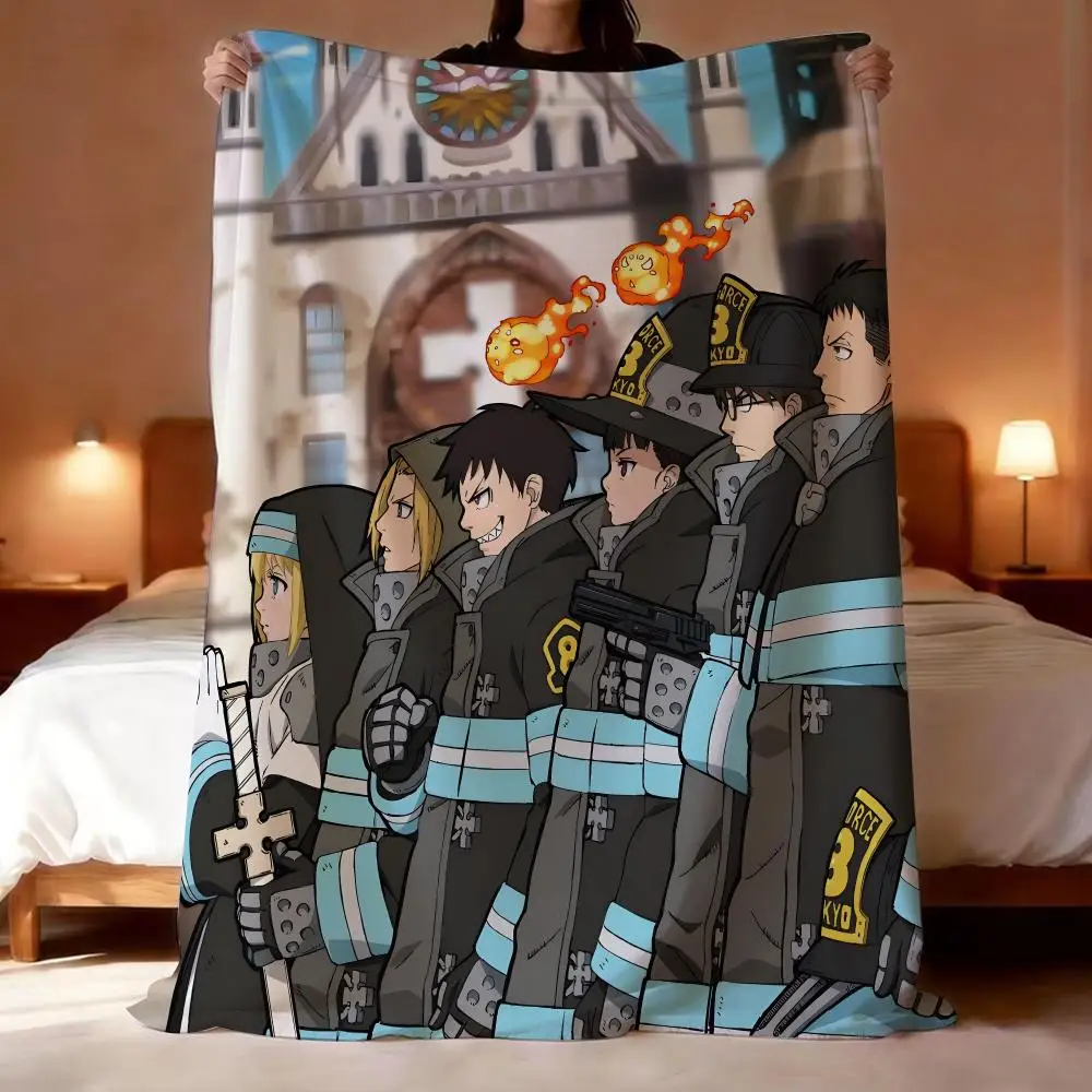 Anime Fire Force Throw Short Plush Throw Blanket Soft Skin-Friendly Multi-Scene Home Office