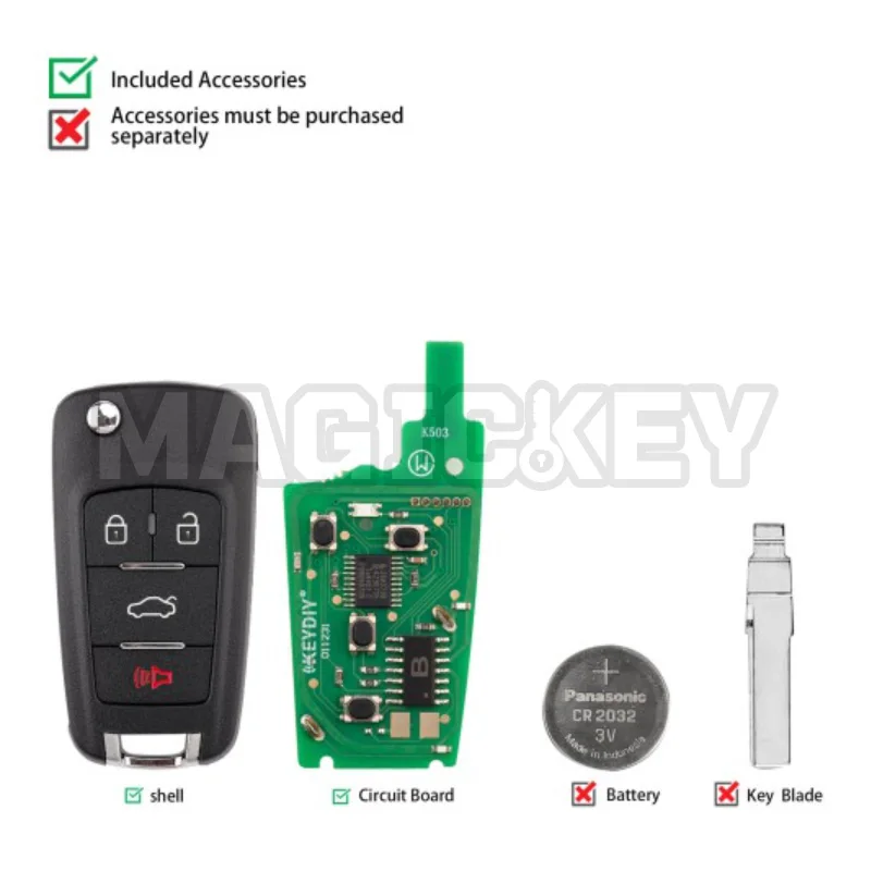 KEYDIY KD NB18-4 Universal Flip Remote Key 4 Buttons Compatible with Chevrolet Type