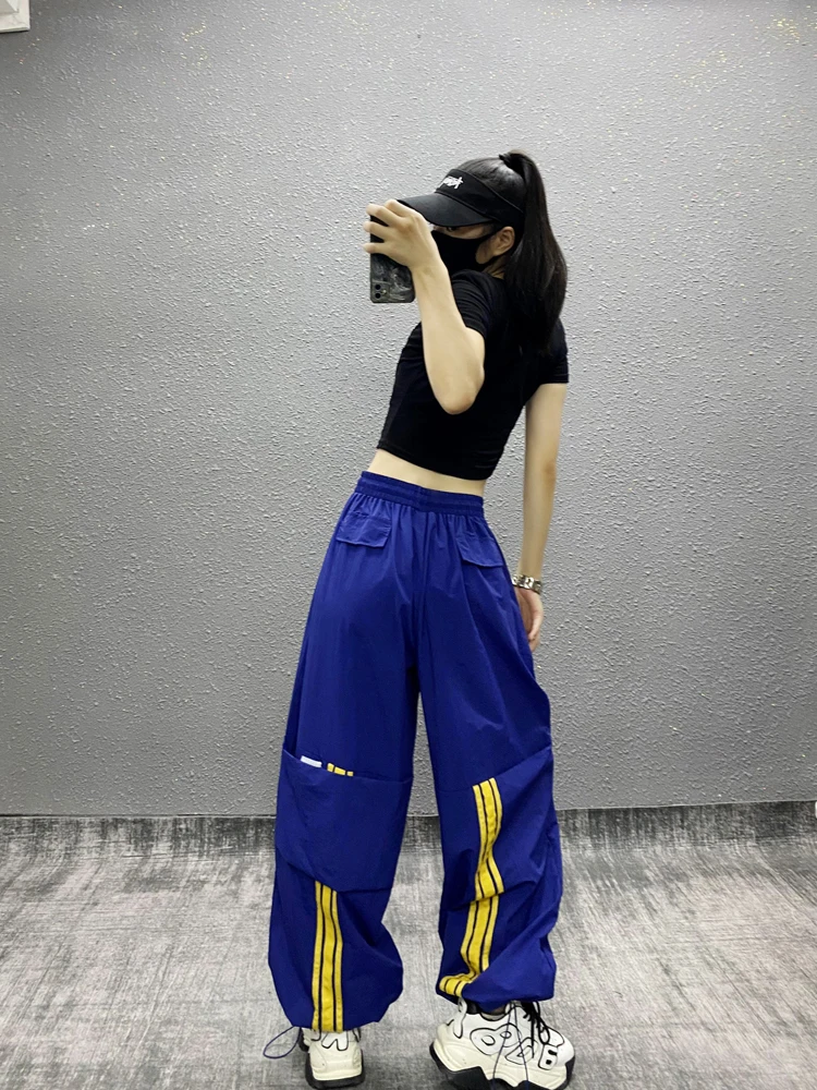 

Легкие летние спортивные брюки свободного кроя с высокой талией для женщин, быстросохнущие, повседневные, модный дизайн