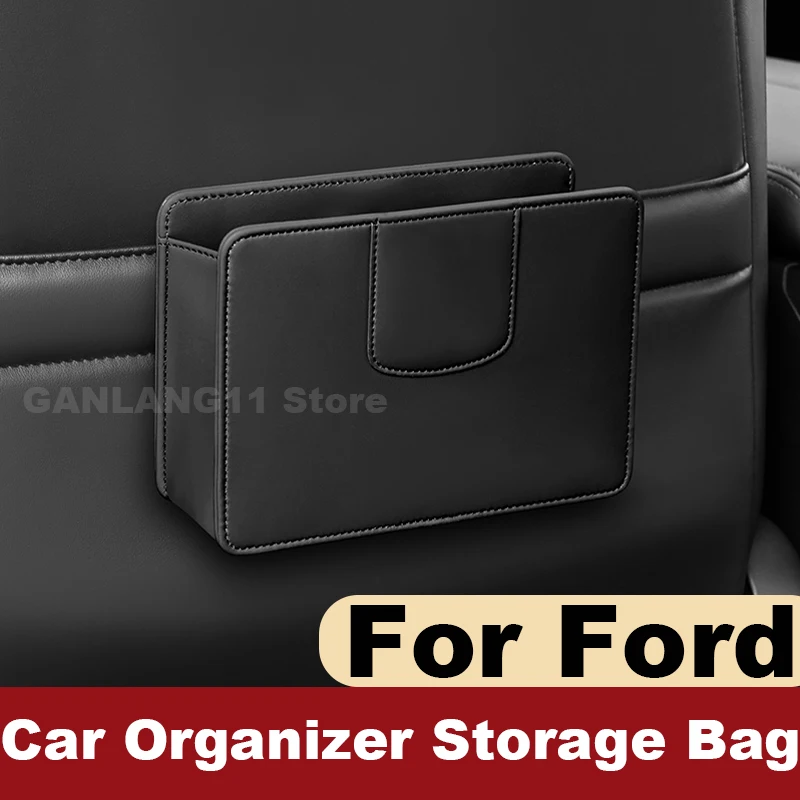 

Leather Car Organizer Storage Bag For Ford Focus Everest Explorer PUMA Edge Kuga F150 Mustang 2025 Auto Trash Can Accessories