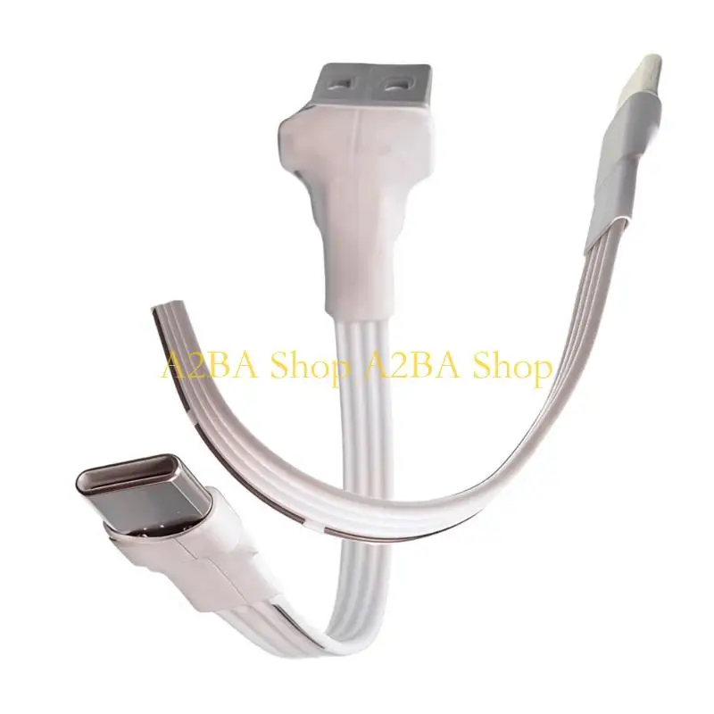 A2BA White USB To Type C Flat Charging Cable 90 Degree Angled Connector For Phones Tablets Gaming Devices 20cm To 300cm