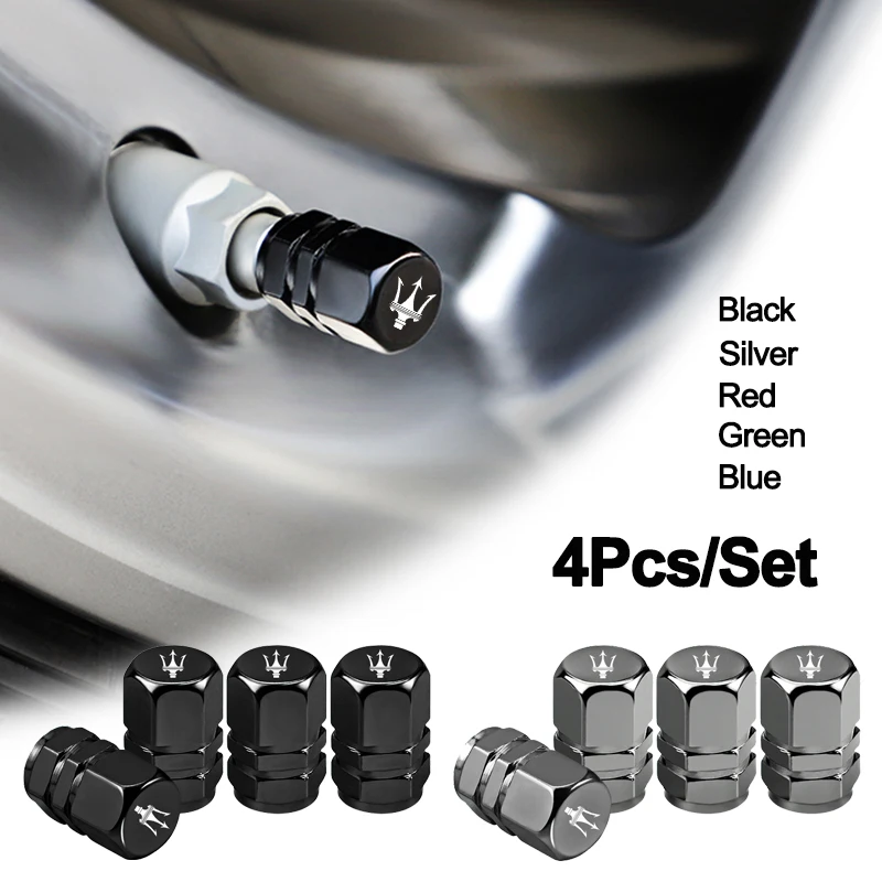 4 Uds. De tapas de vástago de aire para válvula de neumático de rueda, cubiertas duust para Maserati Alfieri Ghibli Quattroporte Granturismo Levante GranCabrio