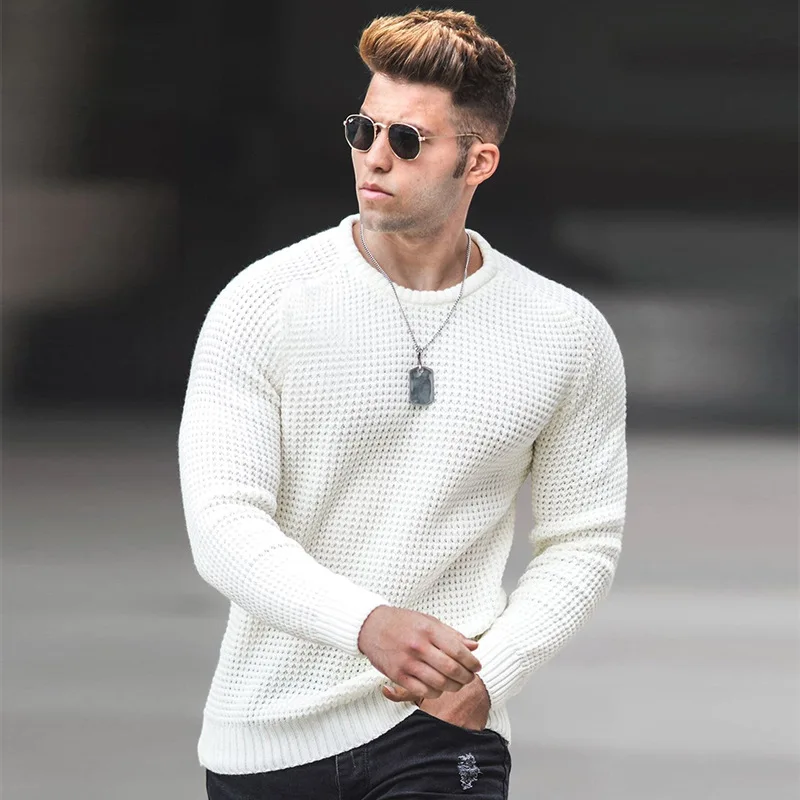 

2025 Autumn New Fashion Men's Solid Color Casual Trendy O-neck Long Sleeve Loose Knitted Pullovers Male Sweaters Clothes Tops