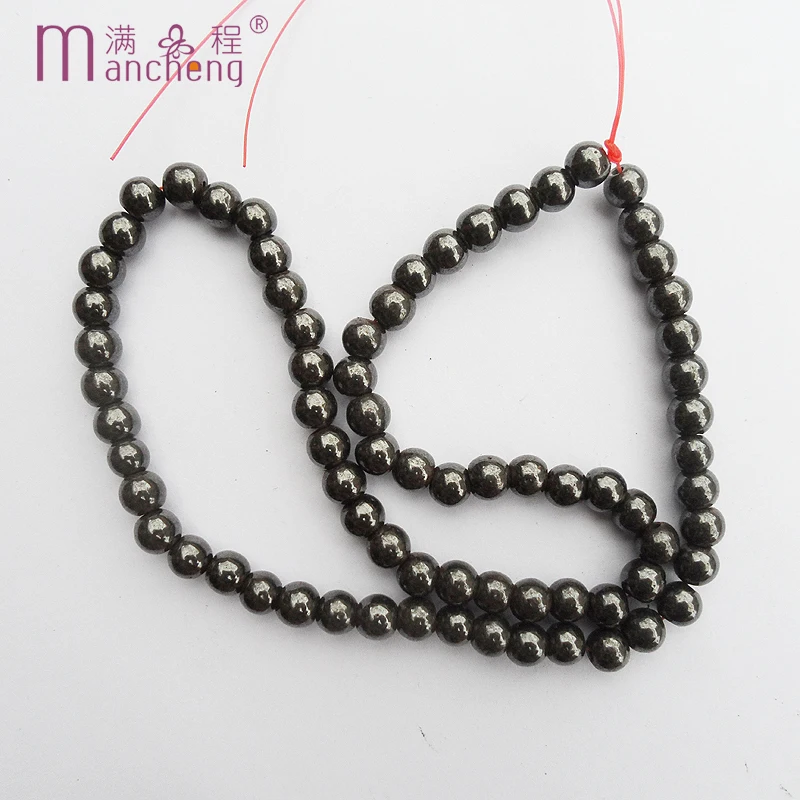 fnaf 6MM Natural stone black magnetic Hematite beads Round haematite stone Loose Beads making jewelry Accessories 70-73 bead